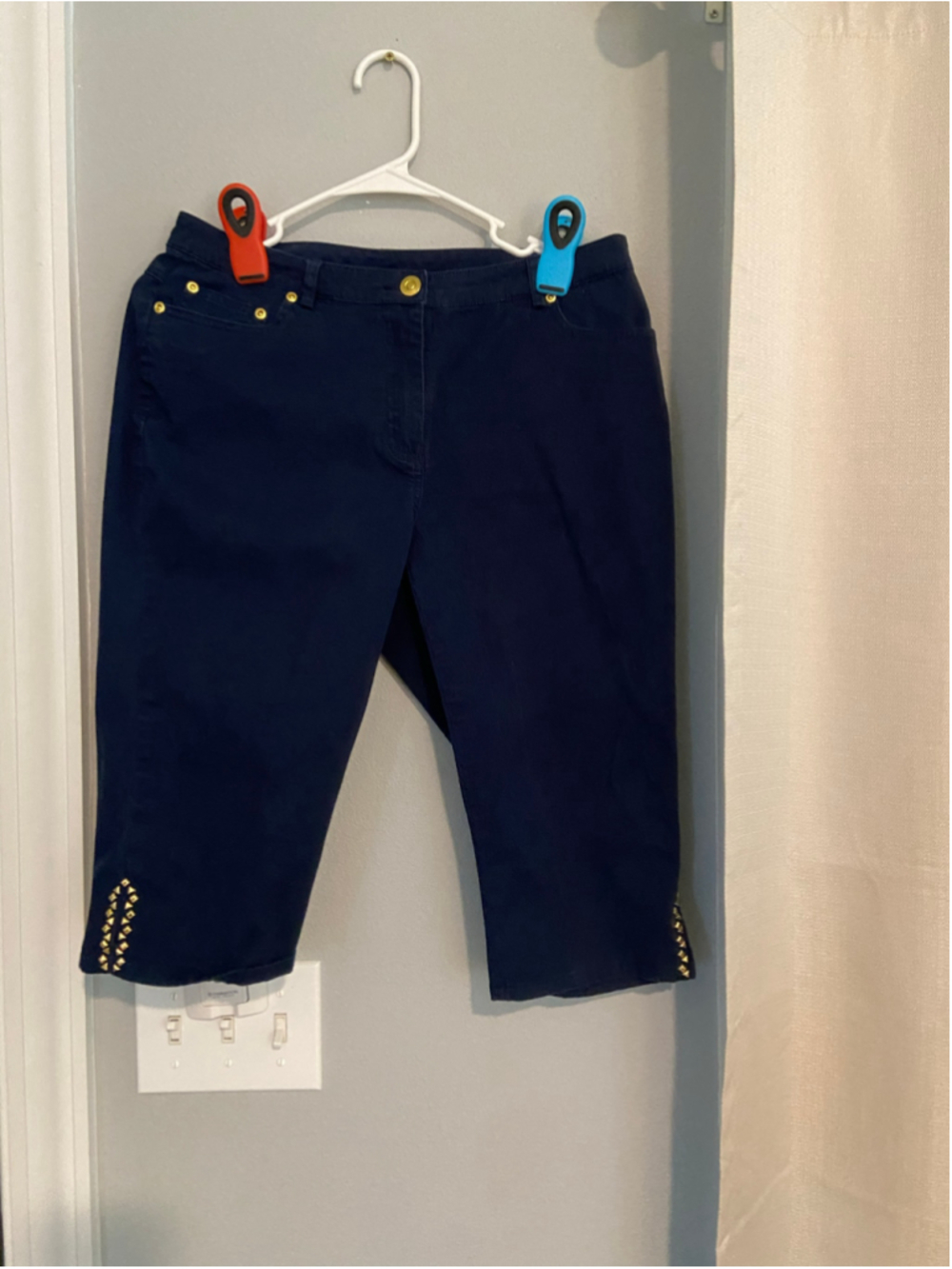 Navy embellished capris